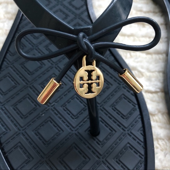 Tory Burch Shoes - Tory Burch navy jelly bow thong sandals